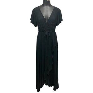 NEW Isabel Maternity Ruffle Midi Dress in Black Size Small